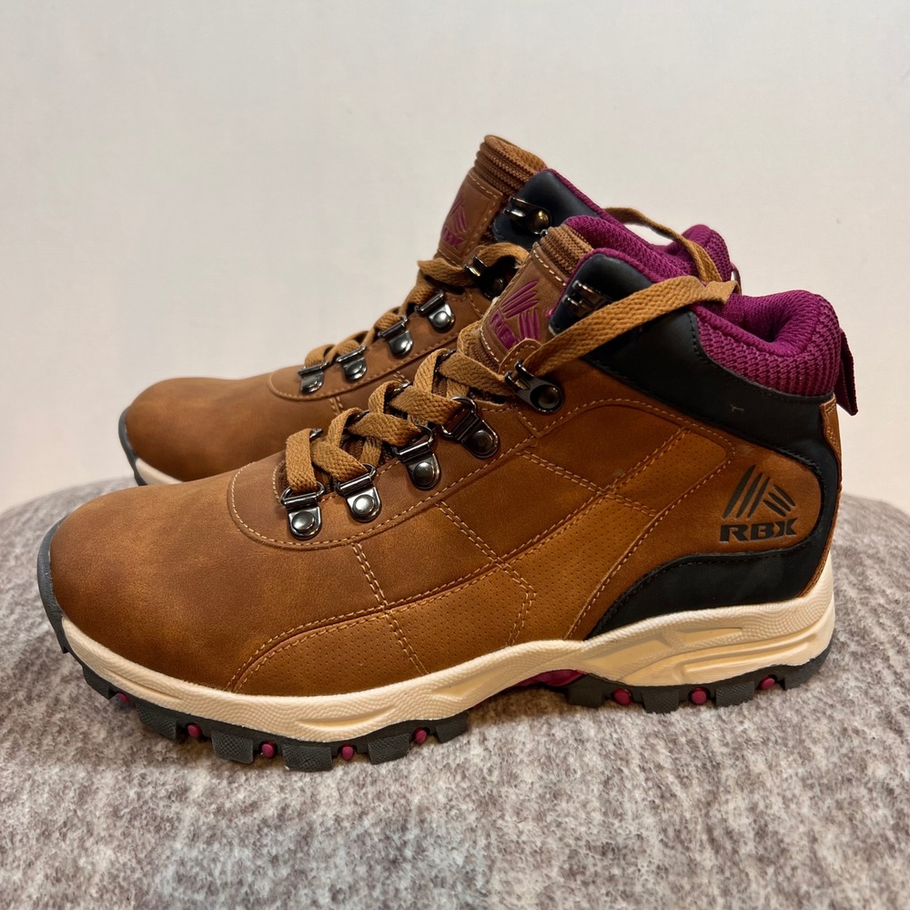 RBX Hiking Boots Womens 7-7.5 Brown Faux Leather Turbo Trail